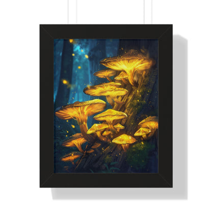 Golden shroomz mushroom painting poster