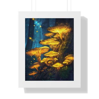 Golden shroomz mushroom painting poster