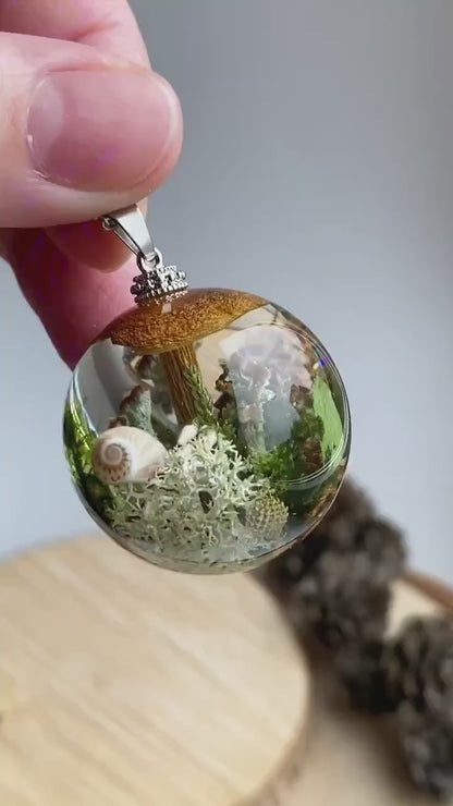 Enchanted Forest Resin Mushroom Necklace